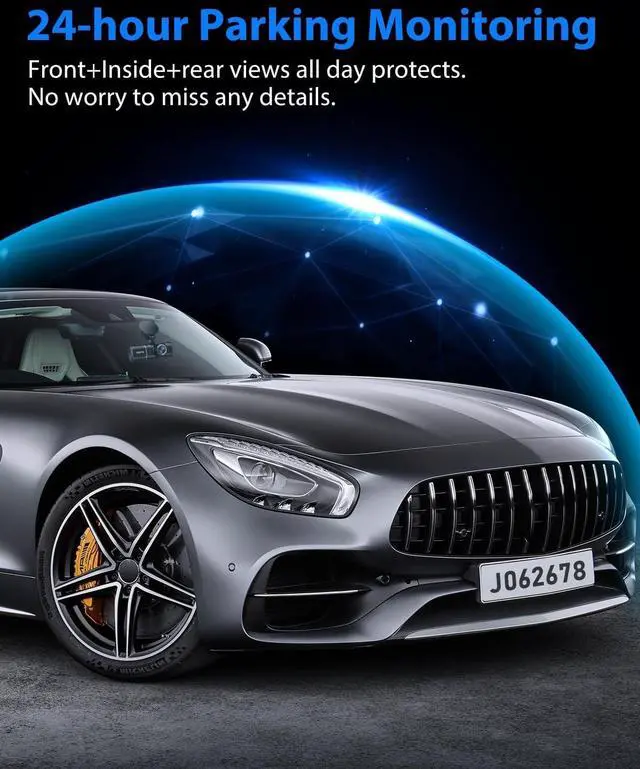 Alt view image 6 of 7 - Dash Cam Front and Rear, 1080P Dash Camera for Cars, 3 Channel Car Camera Front Rear and Inside with 32GB Card, Loop Recording, Night Vision, HDR, 24Hr Parking, G-Sensor