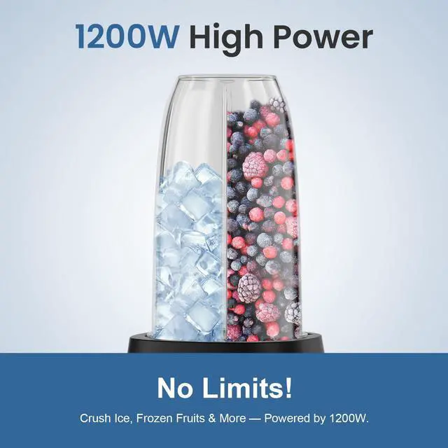 Alt view image 2 of 7 - 12-Piece Smoothie Blender Maker 25,000 RPM Personal Blender for Ice Crushing Smoothies & Frozen Drinks Nuts with 23oz, 32oz, 37oz Portable Cups Two 6-Leaf Stainless Steel Blades, Silver