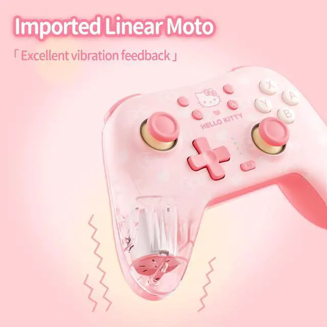 Alt view image 7 of 7 - Pink Switch Controller,Hello Kitty Hall Effect Controllers Wireless for Switch 2/1/OLED/Lite,PC,Android,iOS | Bluetooth + Wired,1000mAh Battery,6-Axis Gyro,Dual Vibration,RGB Breathing Light