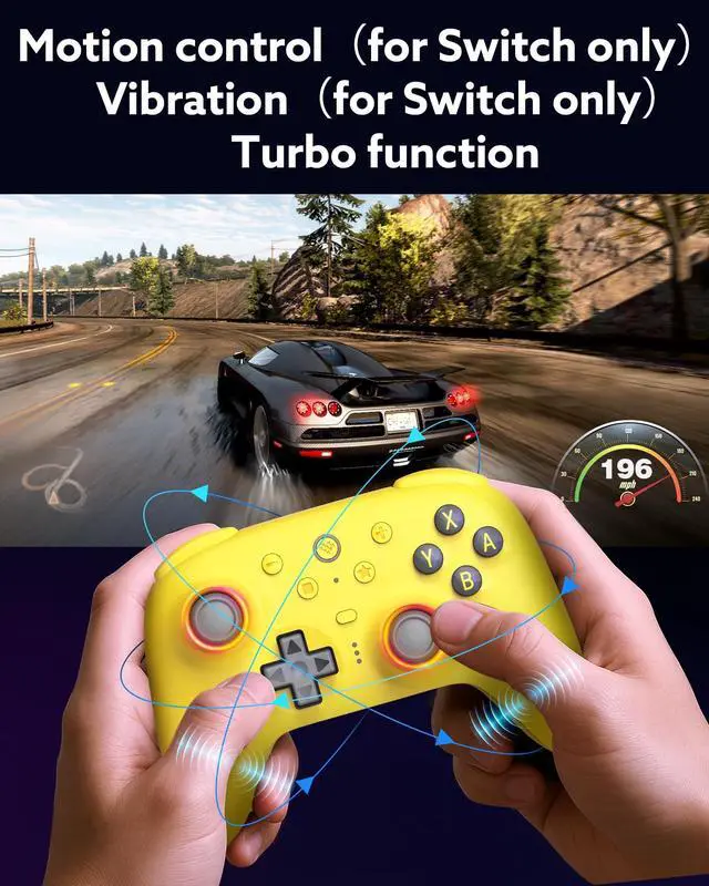 Alt view image 5 of 7 - Ultimate 2 Bluetooth Controller (TMR Joystick Update), RGB Fire Ring, Switchable Hall Effect/Tactile Triggers, Vibration and Motion Control for Switch/Switch 2, Windows PC (Lemon Yellow)