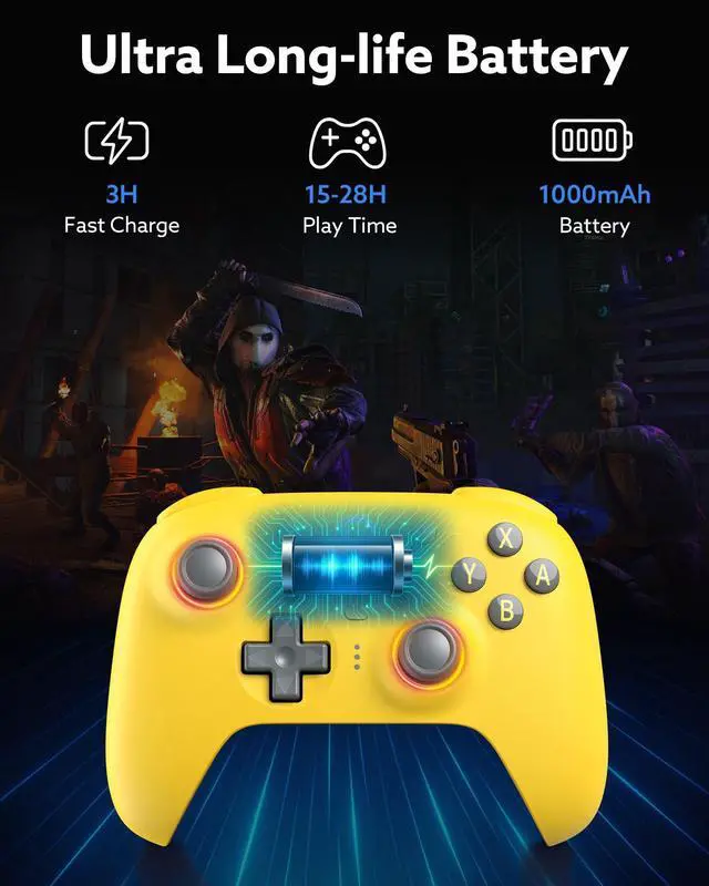 Alt view image 7 of 7 - Ultimate 2 Bluetooth Controller (TMR Joystick Update), RGB Fire Ring, Switchable Hall Effect/Tactile Triggers, Vibration and Motion Control for Switch/Switch 2, Windows PC (Lemon Yellow)