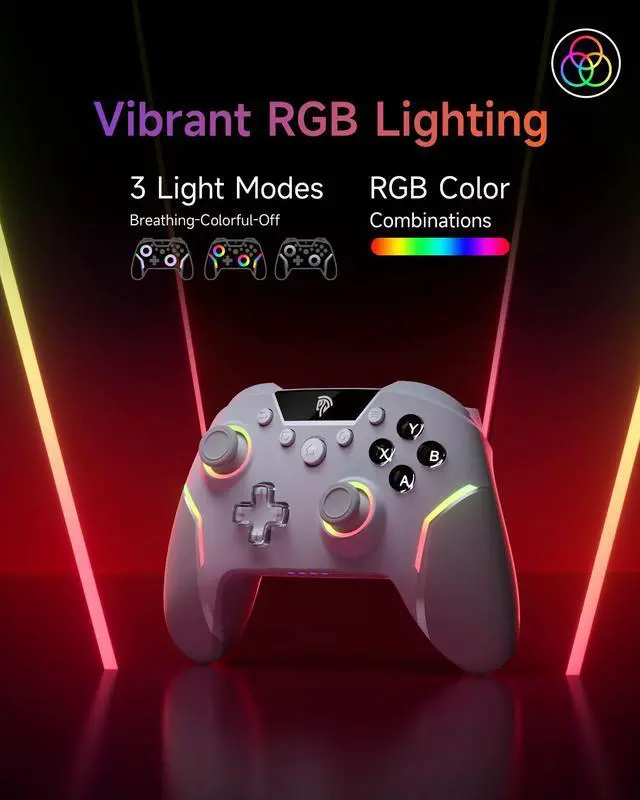 Alt view image 5 of 7 - X20 Wireless PC Controller with 4 Back Paddles, Hall Joysticks, Dual-Mode Triggers, 1000Hz Polling, RGB, 1000mAh Bluetooth/USB Gaming Controller for PC/Switch/Steam/Android