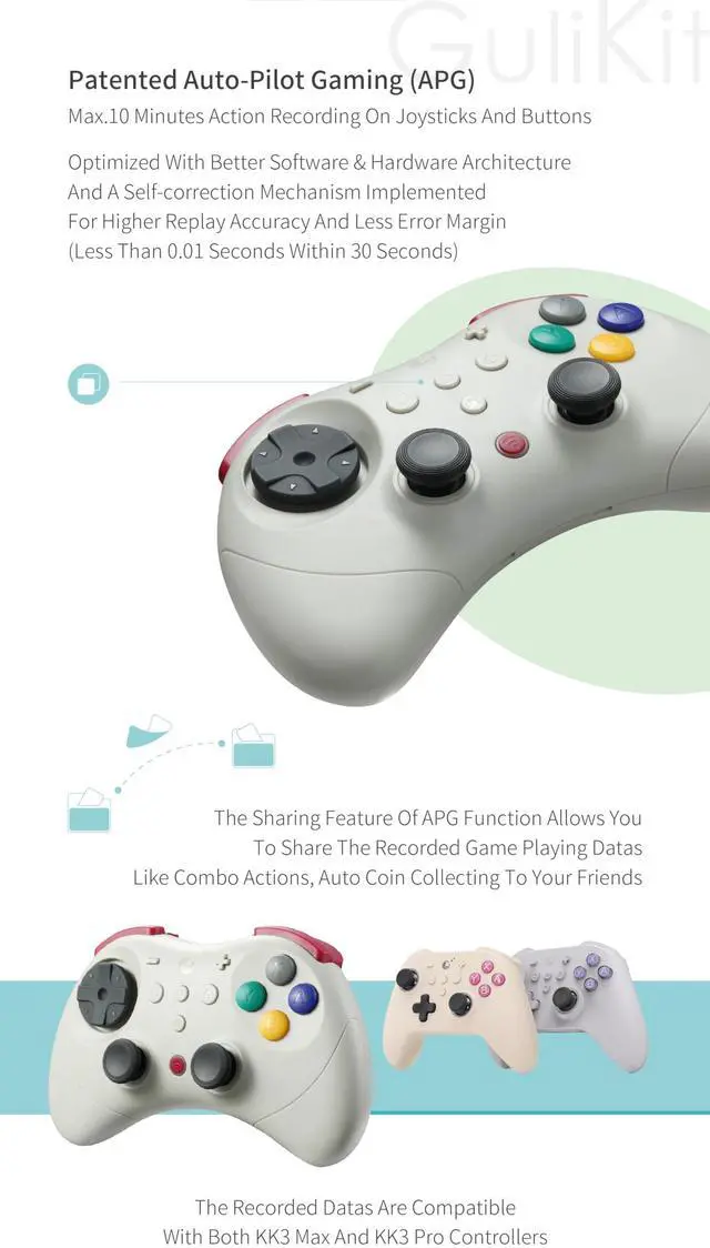 Alt view image 5 of 7 - Elves 2 Pro Wireless Gaming Controller for Switch/Switch 2,Windows,Hall Effect Joysticks,1000Hz Polling Rate,Magnetic Vibrator for HD,Super Haptic,Rotary Rumble,Protective Case,Switch2 Wake Up