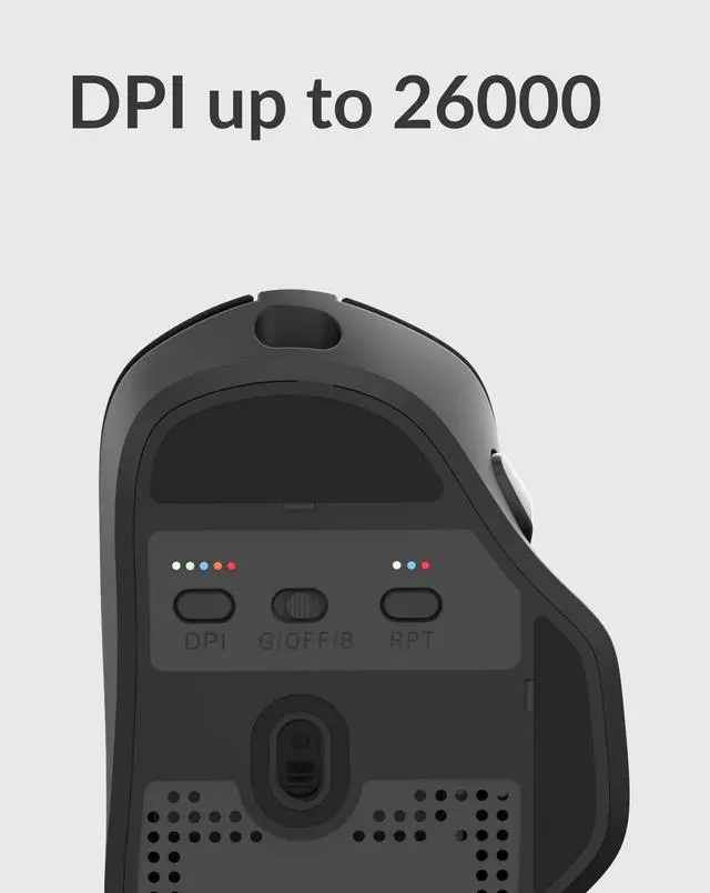 Alt view image 7 of 7 - M7 Wireless Computer Mouse, 26K DPI Optical Computer Mouse, 2.4 GHz/Bluetooth/Wired with Macro Button 63g Lightweight Ergonomic, Up to 70 Hours Worktime for Laptop macOS/Windows - Black