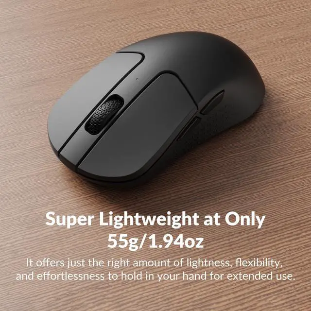 Alt view image 4 of 7 - M3 Mini Wireless Optical Mouse, Bluetooth 5.1/2.4 GHz/Wired Gaming Mouse, Programmable PixArt 3395 Sensor with up to 26,000 DPI/ 650 IPS, Lightweight Ergonomic for Windows Mac Linux - Black