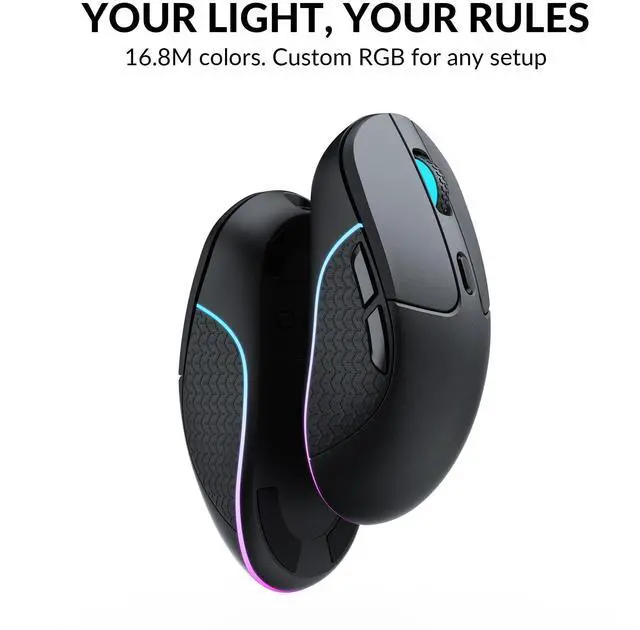 Alt view image 7 of 7 - M3 Wireless Mouse, PAW3395 Sensor with Programmable Macro Button 26,000 DPI Supports 2.4 GHz/Bluetooth 5.1, 79g Ultra-Light Ergonomic Design Up to 70 Hours Using for PC Mac Laptop - Black