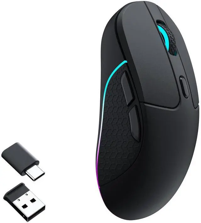Main image of M3 Wireless Mouse, PAW3395 Sensor with Programmable Macro Button 26,000 DPI Supports 2.4 GHz/Bluetooth 5.1, 79g Ultra-Light Ergonomic Design Up to 70 Hours Using for PC Mac Laptop - Black