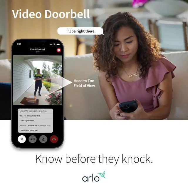 Alt view image 4 of 6 - Video Doorbell 2K | 2nd Gen | Wire-Free/Wired Option, 2-Way Audio, Night Vision, Head to Toe Video View, Integrated Siren | Live Stream | Real Time Notifications |180 Deg Wide View, White