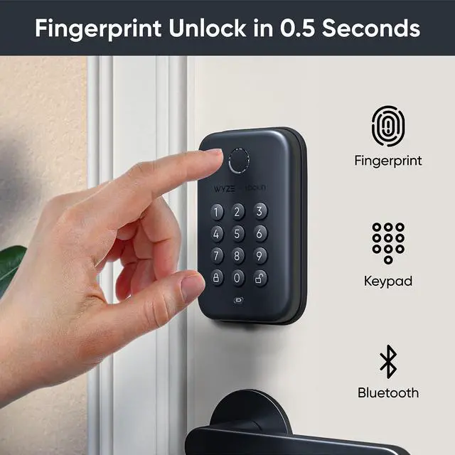 Alt view image 2 of 5 - Auto-Lock Bolt, Fingerprint Keyless Entry Door Smart Bluetooth Deadbolt Replacement, Backlit Keypad, IPX5 Weatherproof, in-App History and Scheduled Access, BHMA, UL 20-Min Fire Rated