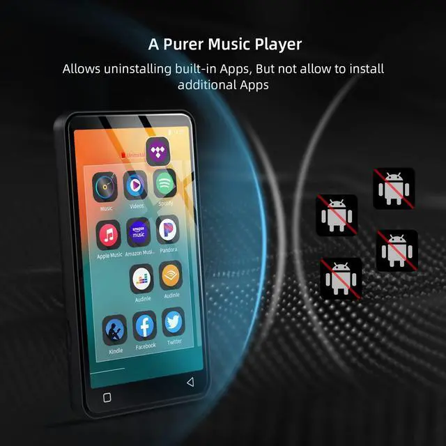 Alt view image 7 of 7 - MP3 Player with Bluetooth and WiFi,MP3 Player with Spotify,Spotify Kids,Audible,Pandora,Amazon Music,4" Music Player MP4 Up to 1TB(80GB,Black)