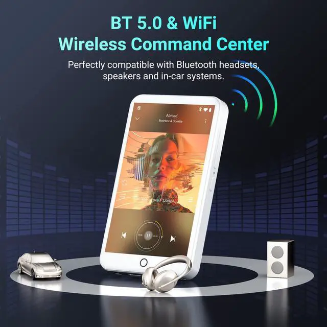 Alt view image 4 of 7 - 96GB MP3 Player with Bluetooth and WiFi, Android 13 MP3 MP4 Players with 4" Touchscreen and Speaker, 3GB RAM & 32GB ROM, Spotify Music Player with Audible, FM Radio, Amazon Music, Play Store