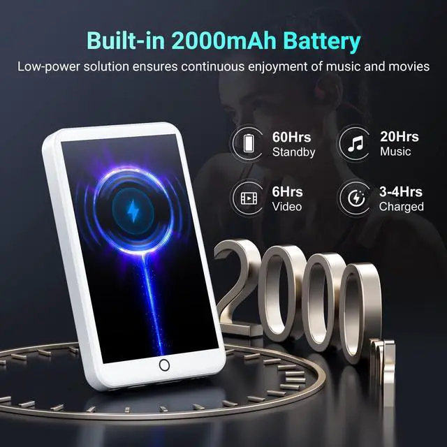 Alt view image 7 of 7 - 96GB MP3 Player with Bluetooth and WiFi, Android 13 MP3 MP4 Players with 4" Touchscreen and Speaker, 3GB RAM & 32GB ROM, Spotify Music Player with Audible, FM Radio, Amazon Music, Play Store