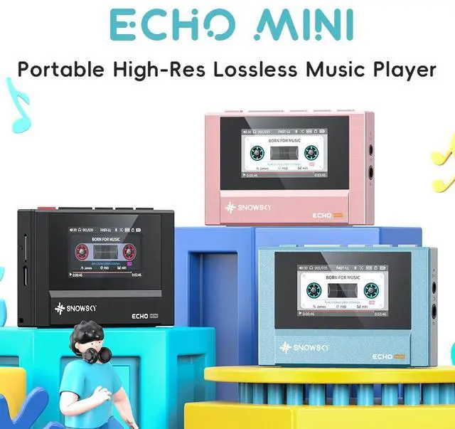 Alt view image 2 of 7 - SnowSky/ Echo MINI HiFi Bluetooth MP3 Player, 15Hours Playback, Independent Volume Control with 3.5mm/4.4mm Headphones Outputs (Sky Blue)