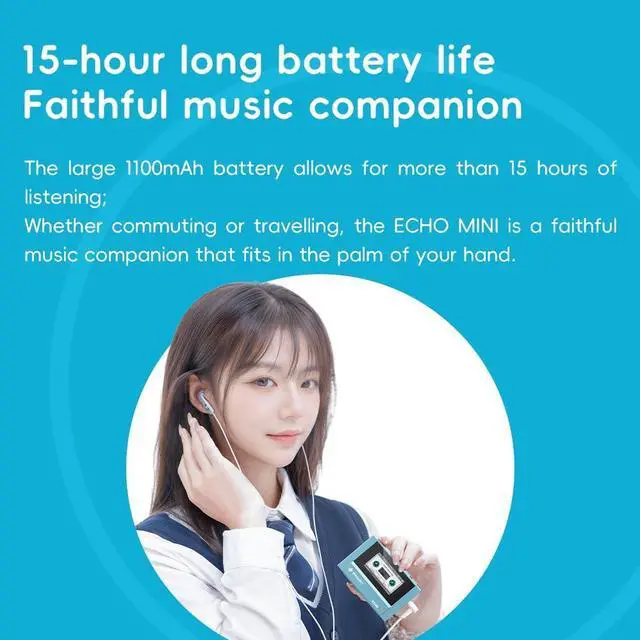 Alt view image 6 of 7 - SnowSky/ Echo MINI HiFi Bluetooth MP3 Player, 15Hours Playback, Independent Volume Control with 3.5mm/4.4mm Headphones Outputs (Sky Blue)