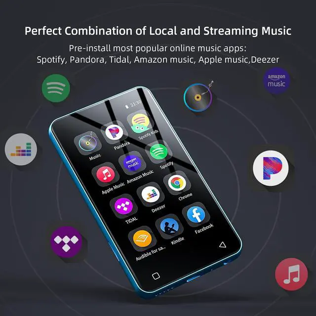 Alt view image 2 of 7 - MP3 Player with Bluetooth and WiFi,MP3 Player with Spotify,Spotify Kids,Audible,Pandora,Amazon Music,4" Music Player MP4 Up to 1TB(80GB,Blue_White)