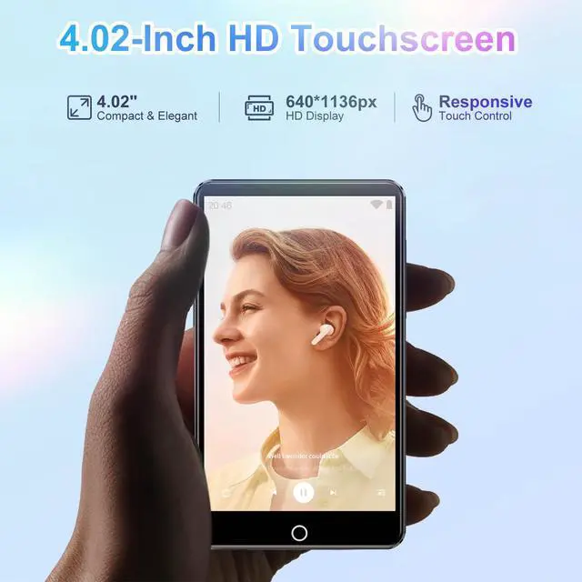 Alt view image 6 of 7 - 80GB mp3 Player with Bluetooth and WiFi, 4.0IN Touchscreen Android MP3 Player with 13MP Rear Camera, MP4 Player for Kids, Pre-Loaded Spotify, Deezer, Audible, Hiby, Browser