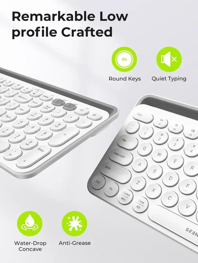 Alt view image 4 of 7 - Bluetooth Keyboard and Mouse for iPad, CTU-301 Multi-Device Bluetooth + 2.4G Wireless Keyboard Mouse with Tablet Holder for MacBook/Windows Computer, iOS/Andriod Tablet Phone, White