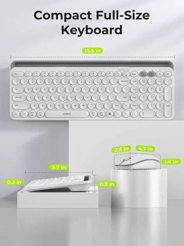 Alt view image 6 of 7 - Bluetooth Keyboard and Mouse for iPad, CTU-301 Multi-Device Bluetooth + 2.4G Wireless Keyboard Mouse with Tablet Holder for MacBook/Windows Computer, iOS/Andriod Tablet Phone, White