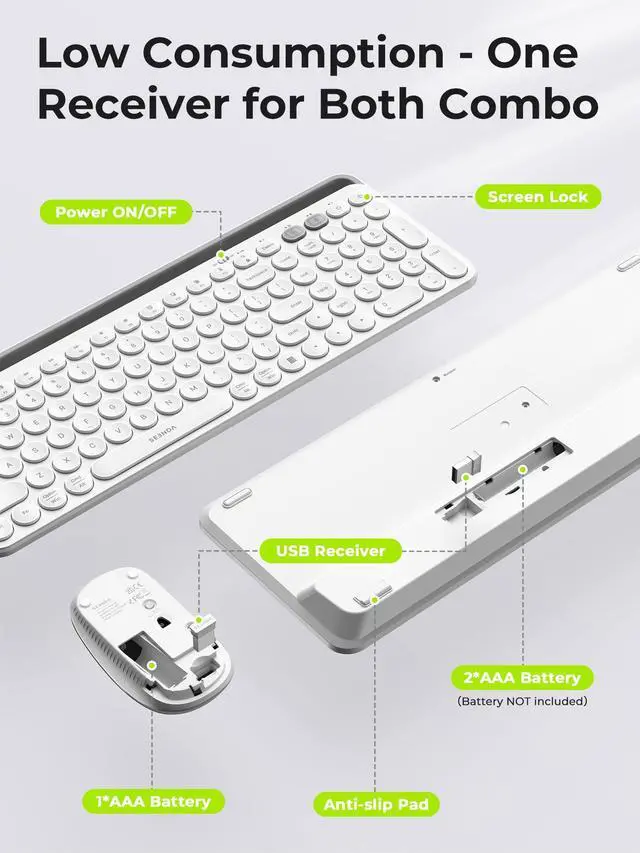 Alt view image 7 of 7 - Bluetooth Keyboard and Mouse for iPad, CTU-301 Multi-Device Bluetooth + 2.4G Wireless Keyboard Mouse with Tablet Holder for MacBook/Windows Computer, iOS/Andriod Tablet Phone, White