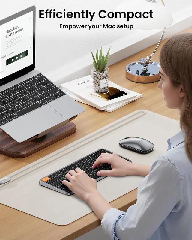 Alt view image 2 of 7 - Backlit Compact Bluetooth Keyboard and Mouse for Mac, KM90-A Multi-Device Wireless Keyboard Mouse for Mac, Quiet and Rechargeable, for MacBook Pro/Air, iPad - Space Gray