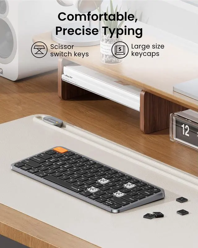 Alt view image 5 of 7 - Backlit Compact Bluetooth Keyboard and Mouse for Mac, KM90-A Multi-Device Wireless Keyboard Mouse for Mac, Quiet and Rechargeable, for MacBook Pro/Air, iPad - Space Gray