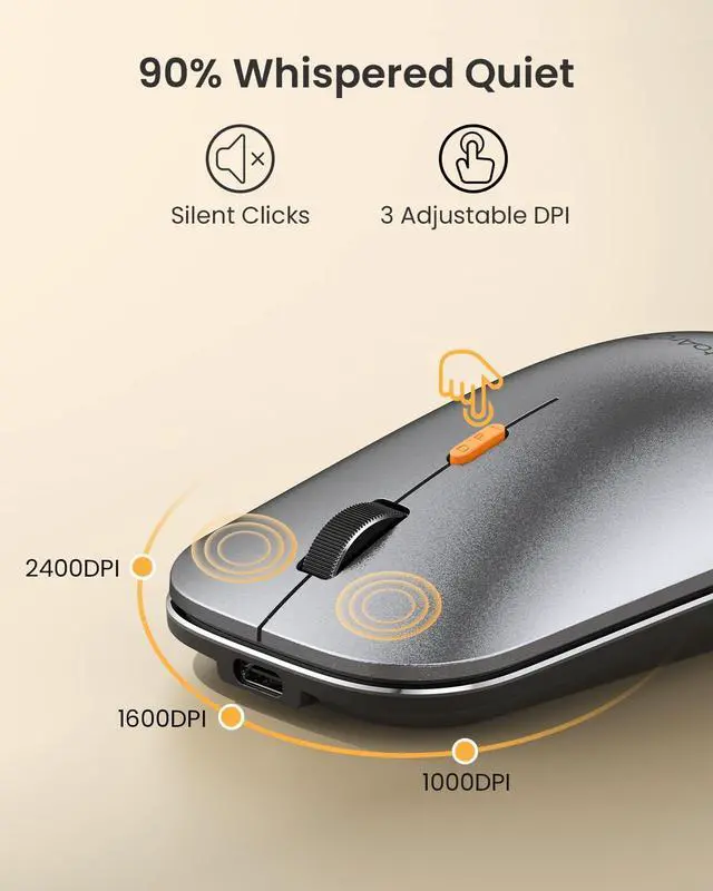 Alt view image 6 of 7 - Backlit Compact Bluetooth Keyboard and Mouse for Mac, KM90-A Multi-Device Wireless Keyboard Mouse for Mac, Quiet and Rechargeable, for MacBook Pro/Air, iPad - Space Gray