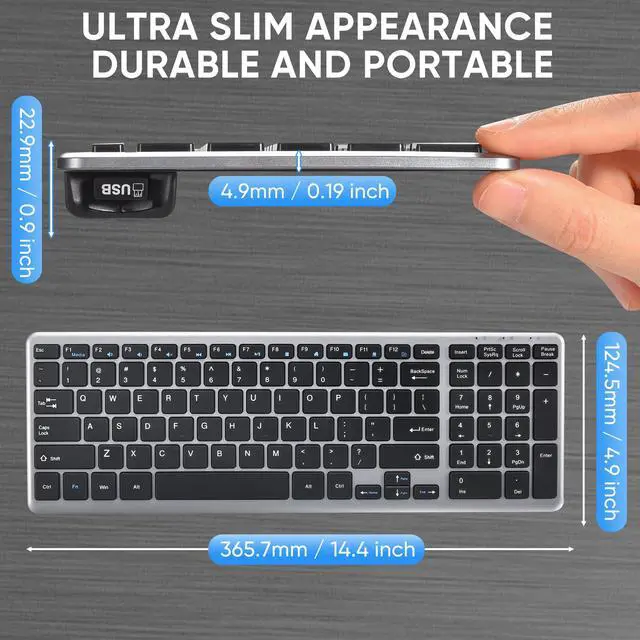 Alt view image 5 of 7 - Wireless Keyboard & Mouse Combo with Keyboard Magnetic Wrist Rest and Mouse Wrist Rest - Ergonomic Design for Typing Pain Relief, Desk Pads Support Hand and Arm, 2.4G Stable Connection,Adjustable DPI