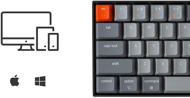 Alt view image 3 of 7 - K6 Bluetooth 5.1 Wireless Mechanical Keyboard with K Pro Brown Switch/LED Backlit/Rechargeable Battery, 68 Keys Compact Keyboard Compatible with Mac Windows