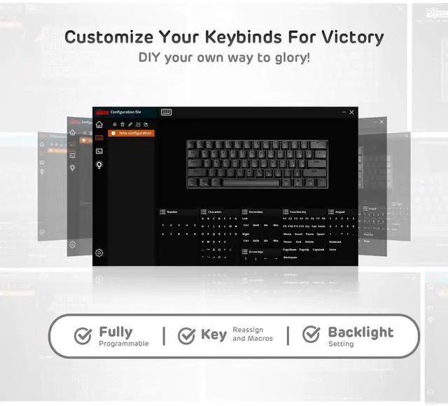 Alt view image 6 of 7 - RK61 Wireless 60% Mechanical Gaming Keyboard, Ultra-Compact 60 Keys Bluetooth Mechanical Keyboard with Programmable Software (Blue Switch, White)