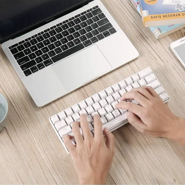 Alt view image 7 of 7 - RK61 Wireless 60% Mechanical Gaming Keyboard, Ultra-Compact 60 Keys Bluetooth Mechanical Keyboard with Programmable Software (Blue Switch, White)