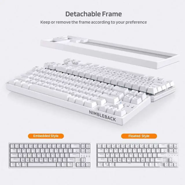 Alt view image 5 of 7 - NB681 Nimbleback Wired 65% Mechanical Keyboard, RGB Backlit Ultra-Compact 68 Keys Gaming Keyboard with Hot-Swappable Switch and Stand-Alone Arrow/Control Keys (Hot Swappable Red Switch, White)