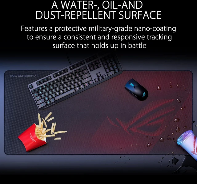 Alt view image 3 of 6 - ROG Scabbard II Gaming Mouse Pad 14.2 x 10.2 (Medium Size), Smooth Glide Surface, Water/Oil/Dust-Resistant, Anti-Fray Edges, Non-Slip Base - Black