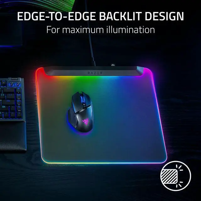 Alt view image 2 of 7 - V2 Pro Fully Illuminated RGB Gaming Mouse Mat: Backlit Design - 15 Zone Chroma Lighting - USB 2.0 Port - Detachable USB Type C Cable - Micro Textured Surface - Anti Slip Base