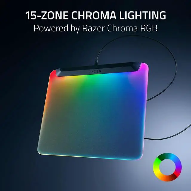 Alt view image 3 of 7 - V2 Pro Fully Illuminated RGB Gaming Mouse Mat: Backlit Design - 15 Zone Chroma Lighting - USB 2.0 Port - Detachable USB Type C Cable - Micro Textured Surface - Anti Slip Base