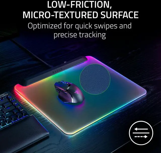 Alt view image 6 of 7 - V2 Pro Fully Illuminated RGB Gaming Mouse Mat: Backlit Design - 15 Zone Chroma Lighting - USB 2.0 Port - Detachable USB Type C Cable - Micro Textured Surface - Anti Slip Base