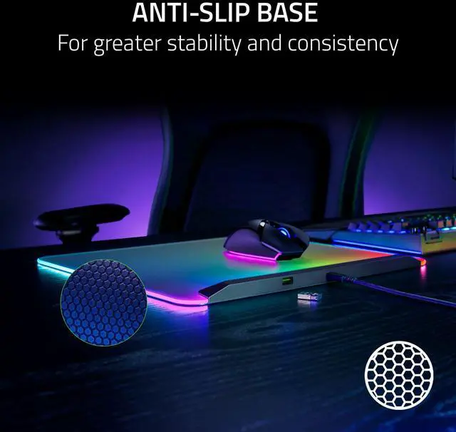Alt view image 7 of 7 - V2 Pro Fully Illuminated RGB Gaming Mouse Mat: Backlit Design - 15 Zone Chroma Lighting - USB 2.0 Port - Detachable USB Type C Cable - Micro Textured Surface - Anti Slip Base