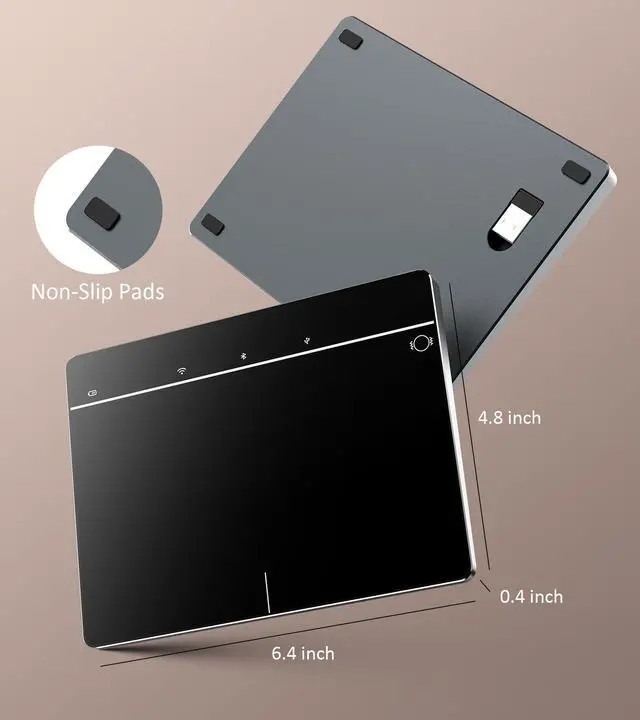 Alt view image 6 of 7 - Wireless Bluetooth Trackpad for Windows 10 & 11, 3-in-1 Connectivity Modes, High Precision Control, Portable Multi-Touch Gestures touchpad for PC & Laptop (Black)