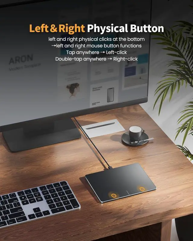 Alt view image 7 of 7 - Wired USB Trackpad for Windows 10/11, Large High-Precision Wired Trackpad Mouse with Multi-Gesture, Ultra Slim Portable Aluminum Touchpad Mouse for Computer/Desktop/Laptop, Grey Black