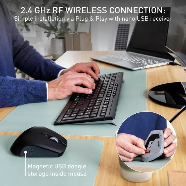 Alt view image 7 of 7 - Stream Comfort Desktop Wireless Keyboard and Mouse | USB SX Scissors Mechanism | Whisper-Quiet Silent | Keystroke (Black, Desktop Combo)