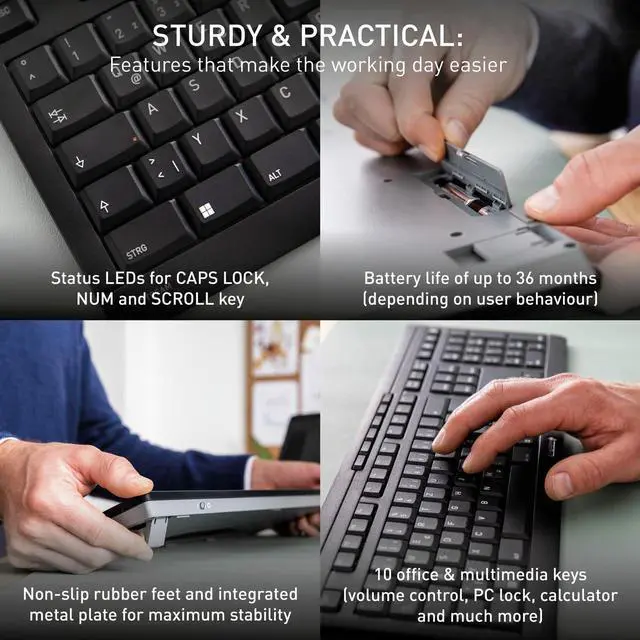 Alt view image 5 of 7 - Stream Comfort Desktop Wireless Keyboard and Mouse | USB SX Scissors Mechanism | Whisper-Quiet Silent | Keystroke (Black, Desktop Combo)