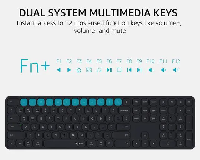 Alt view image 6 of 7 - 9560M Wireless Keyboard and Mouse Combo, Blade-Series E9550L 110-Key Ultra-Thin Keyboard and MT760SE Wireless Mouse, Support 4 Devices, Quiet, USB-C, Rechargeable, for Windows/Mac/Linux/Chrome