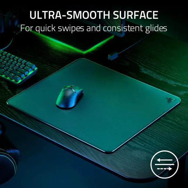 Alt view image 3 of 7 - Atlas Tempered Glass Gaming Mouse Mat: Ultra-Smooth Micro-Etched Surface - Dirt and Scratch-Resistant - Anti-Slip Base - Quiet Mouse Movements - Black