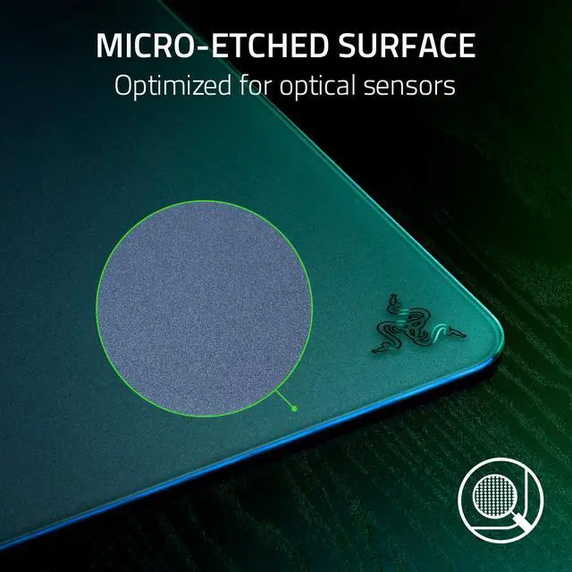 Alt view image 4 of 7 - Atlas Tempered Glass Gaming Mouse Mat: Ultra-Smooth Micro-Etched Surface - Dirt and Scratch-Resistant - Anti-Slip Base - Quiet Mouse Movements - Black