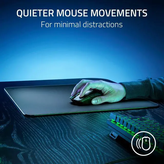 Alt view image 6 of 7 - Atlas Tempered Glass Gaming Mouse Mat: Ultra-Smooth Micro-Etched Surface - Dirt and Scratch-Resistant - Anti-Slip Base - Quiet Mouse Movements - Black