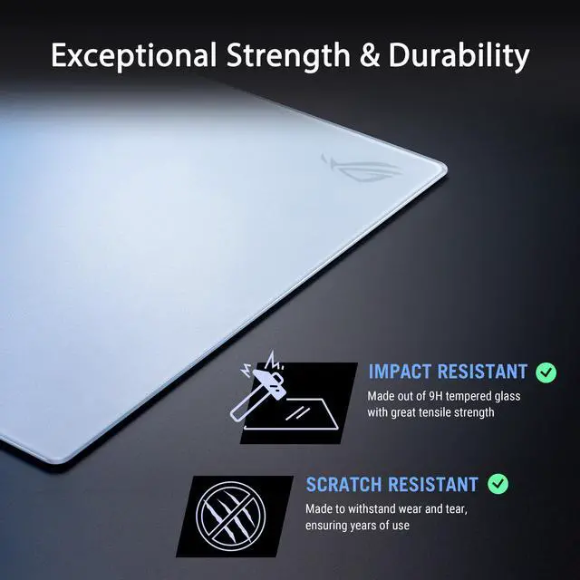 Alt view image 5 of 7 - ROG Moonstone Ace L Glass Gaming Mouse Pad 19.7 x 15.7, Ultra-Smooth Matte Tempered Glass for Quiet Ultrafast Glides, Impact/Scratch Resistant, Easy to Clean, Anti-Slip Silicone Base - White