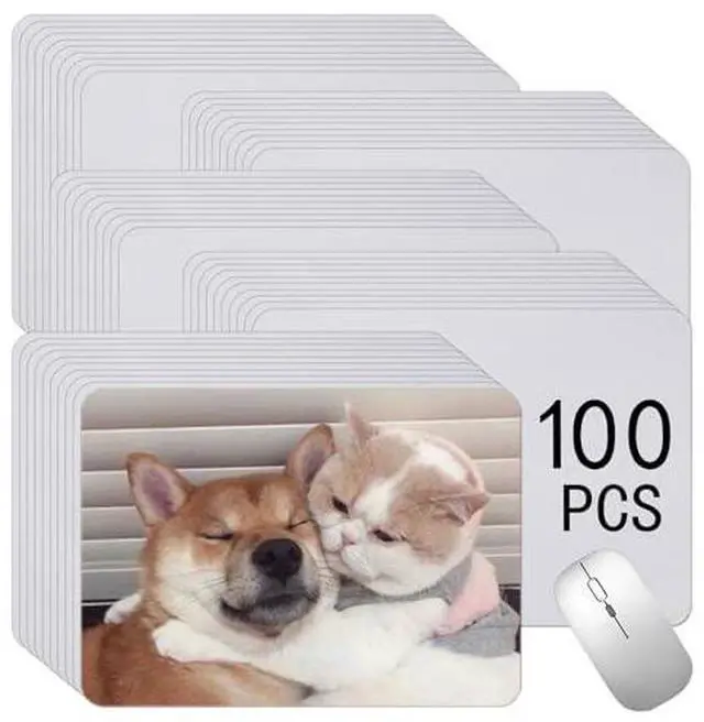 Main image of 100 PCS White Mouse Pad for Heat Transfer, Bulk Mousepad for Heat Press Printing Crafts Custom Photos Non Slip Bottom 24x20x0.2CM