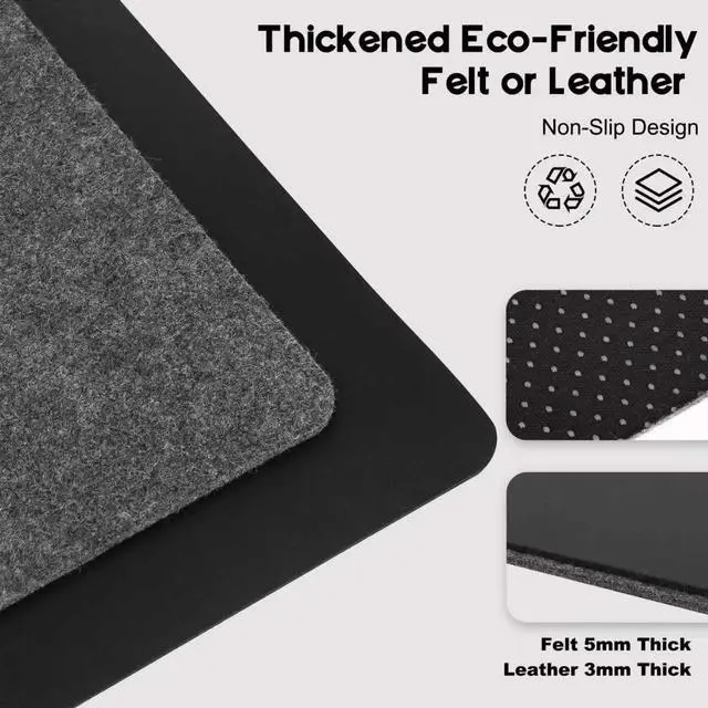 Alt view image 7 of 7 - Wireless Charging Mouse Pad, QI2 Compatible Dual Fast Charger, Replaceable Felt & Leather Desk Mat, for Office & Gaming, Large Surface, iPhone & Android Compatible (Felt)