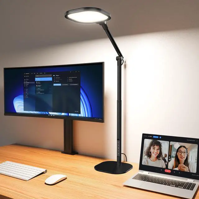 Main image of Led Desk Lamps for Home Office with Base, Tall Desk Lamp with 50 Light Modes & Memory and Timer Func Computer Light, Flexible Adjustable Table Lamps for Video Conference, Architect or Study( Black)