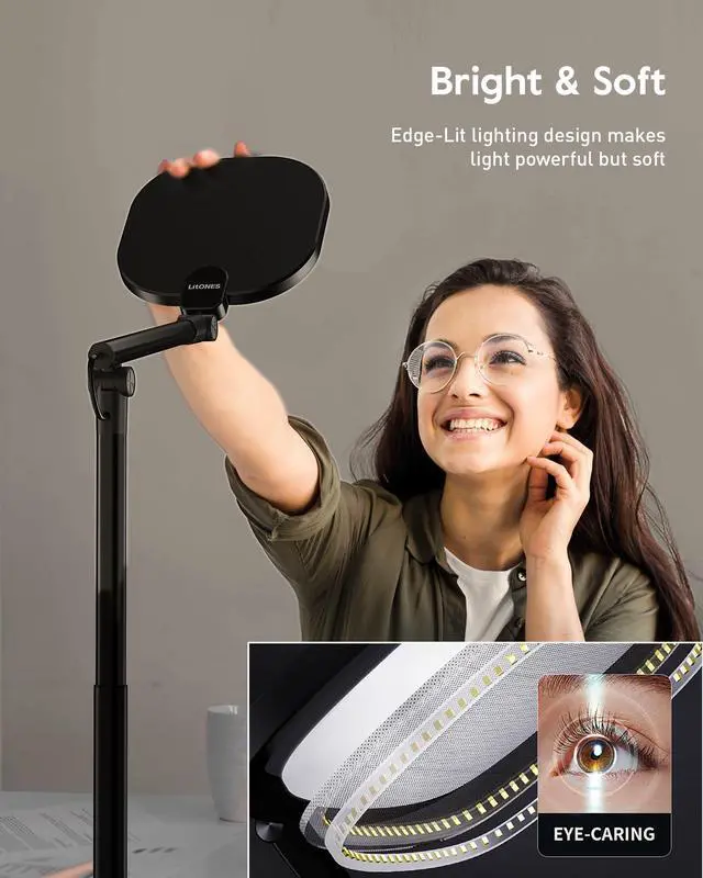 Alt view image 3 of 7 - Led Desk Lamps for Home Office with Base, Tall Desk Lamp with 50 Light Modes & Memory and Timer Func Computer Light, Flexible Adjustable Table Lamps for Video Conference, Architect or Study( Black)