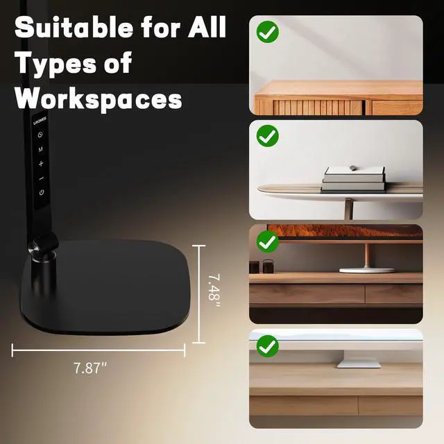 Alt view image 7 of 7 - LED Desk Lamp for Home Office, Eye-Caring Modern Desk Light, 3 Color Temperature 10 Brightness Computer Light, Dimmable Desk Light with Memory & Timer Func, Metal Swing Arm Table Lamp